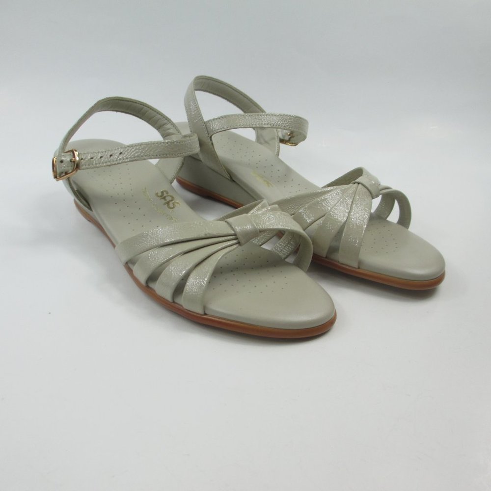 SAS Light Gray Strappy Ankle Sandals with Buckle